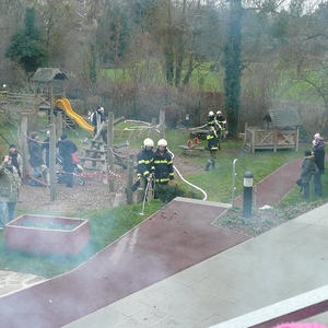 Feuerwehrübung im Kindergarten