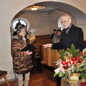 Berta Gradl 10 Jahre Mesnerin, Pfarre Franking